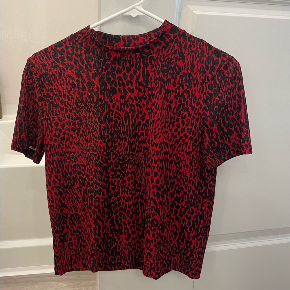 ZARA Red Leopard Top